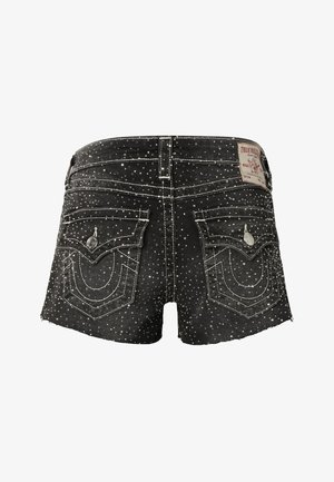 True Religion, CRYSTAL ALL OVER JOEY LR CUTOFF SHORT FLAP - Denimové šortky - thunder bloom