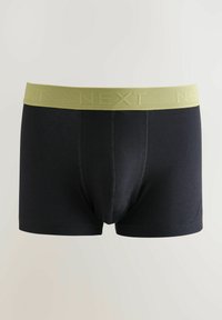 Fekete pamut boxer alsónadrág széles világoszöld elasztikus derékrésszel, amelyen a "NEXT" logó jól láthatóan van domborítva. Simaság jellemzi, és testhezálló fazonnal rendelkezik.