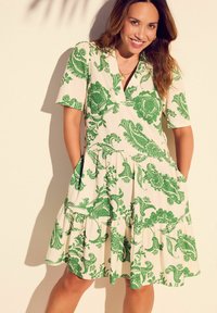 Myleene Klass PRINTED V-NECK COLLARED - REGULAR FIT - Vapaa-ajan mekko - ecru white