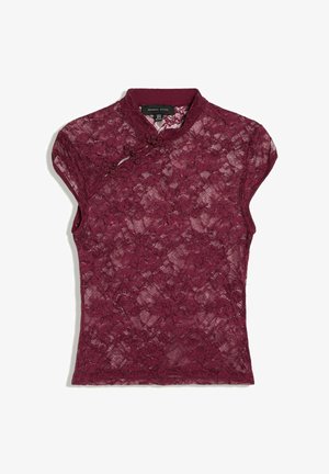 Bershka, LACE WITH CLASP - TOP - Blúzka - dark red