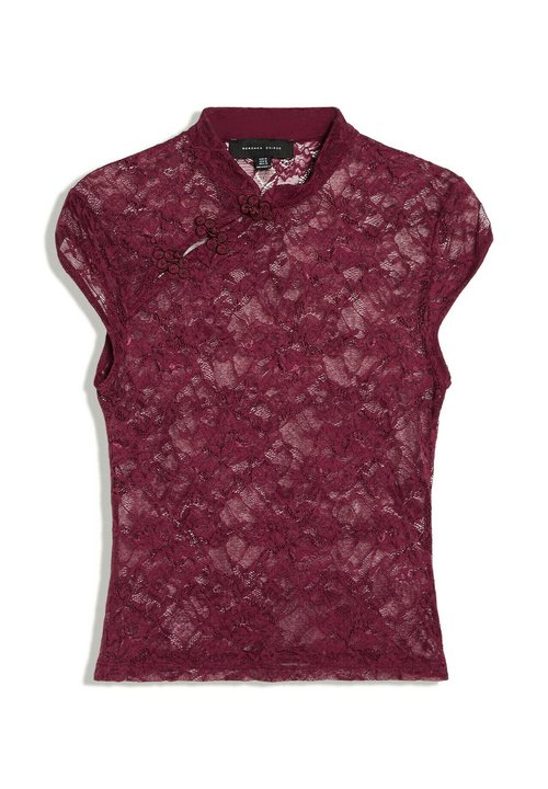 Bershka Lace With Clasp top · rosso scuro