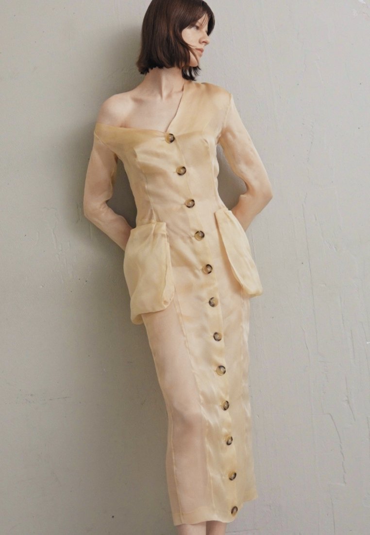 A.W.A.K.E. MODE OFF SHOULDER ORGANDY WITH POCKETS - Robe de soirée - beige