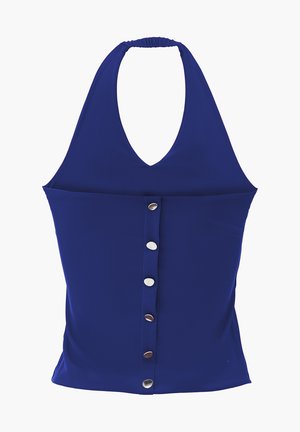 OXXO, OXXO HALTER NECK BUTTON DETAILED BLOUSE - Toppi - bellwether blue