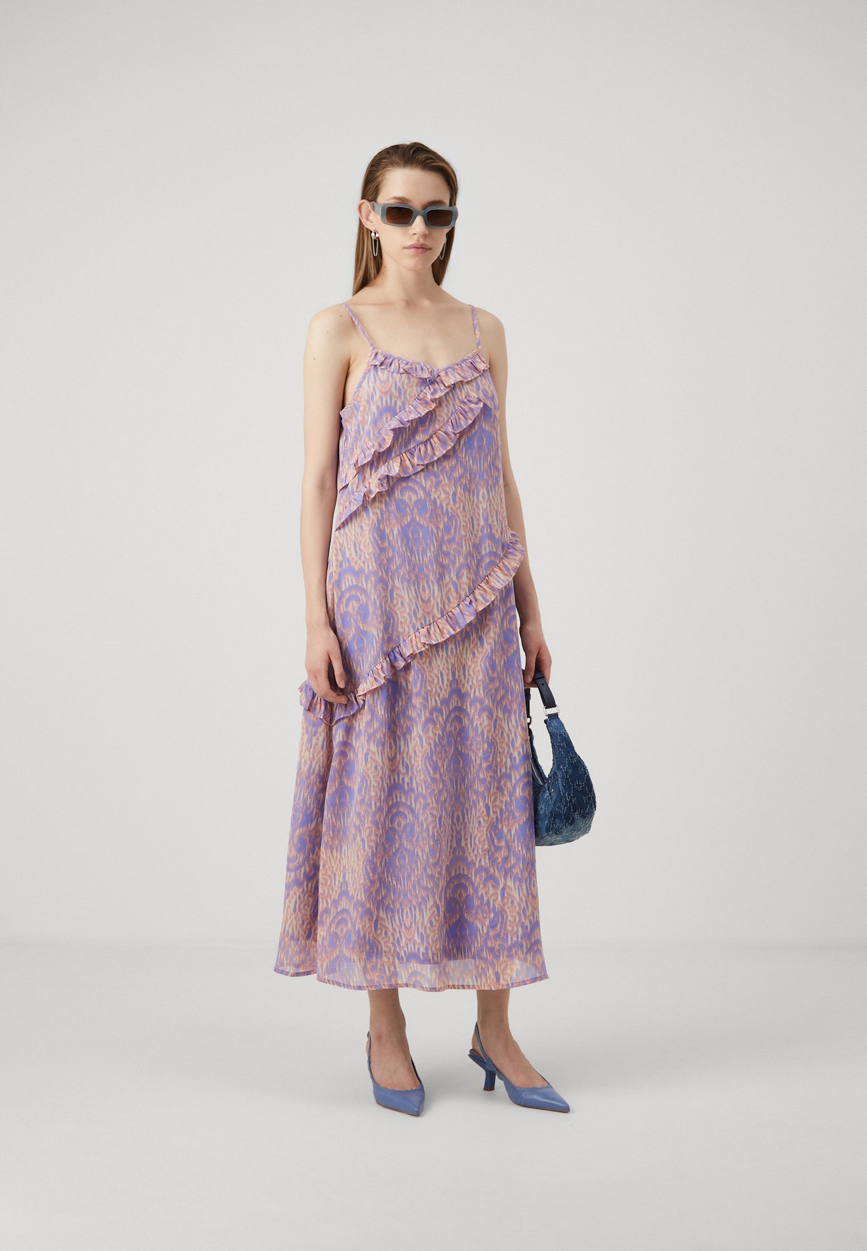 ONLSTAR LIFE STRAP FRILL MIDI DRESS