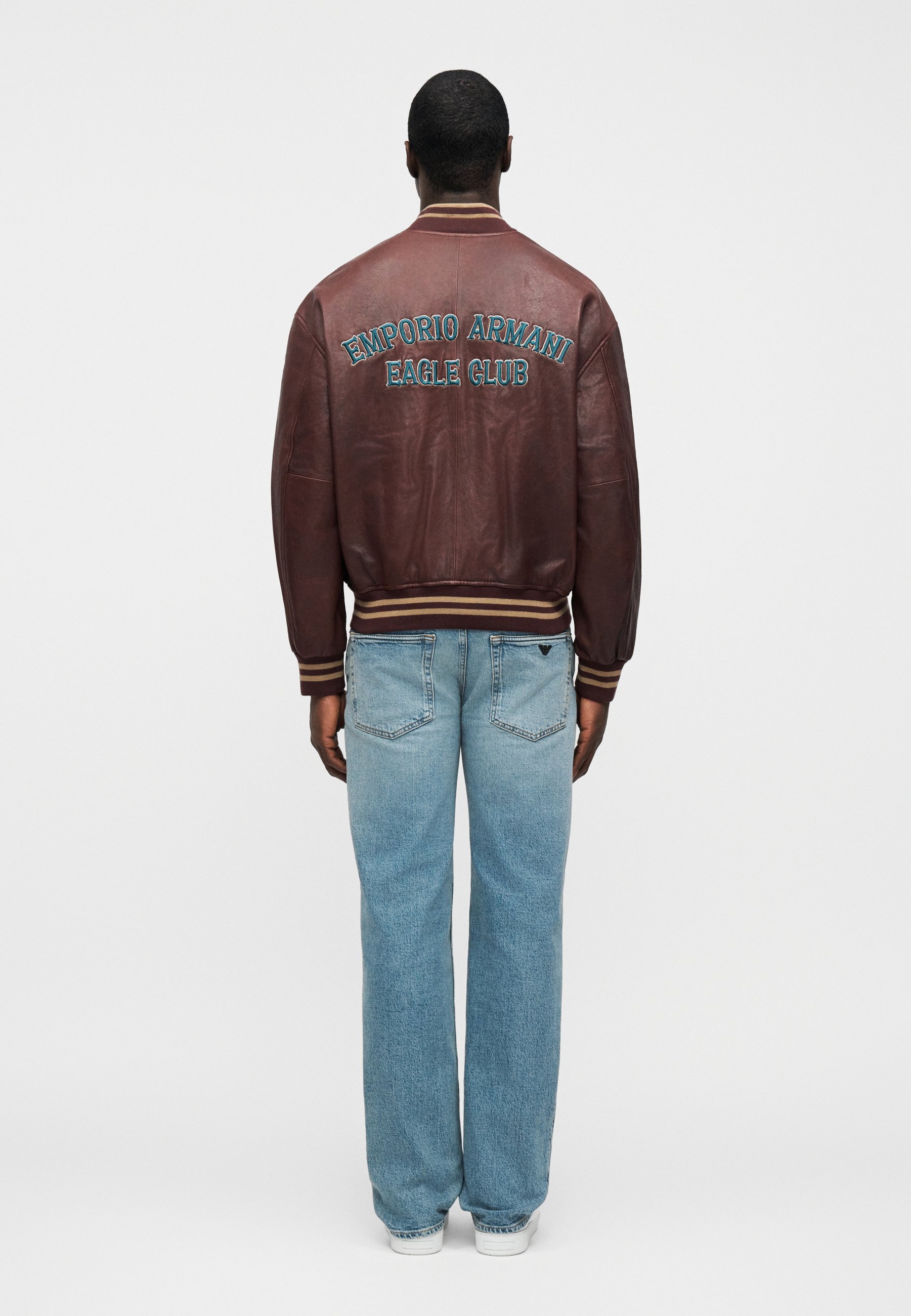 Emporio Armani BLOUSON - Leather jacket - burgandy/bordeaux - Zalando