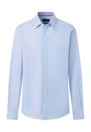Lichtblauw klassiek gesneden overhemd met lange mouwen, knoopsluiting, puntkraag en manchetknopen, gelabeld Hackett London.