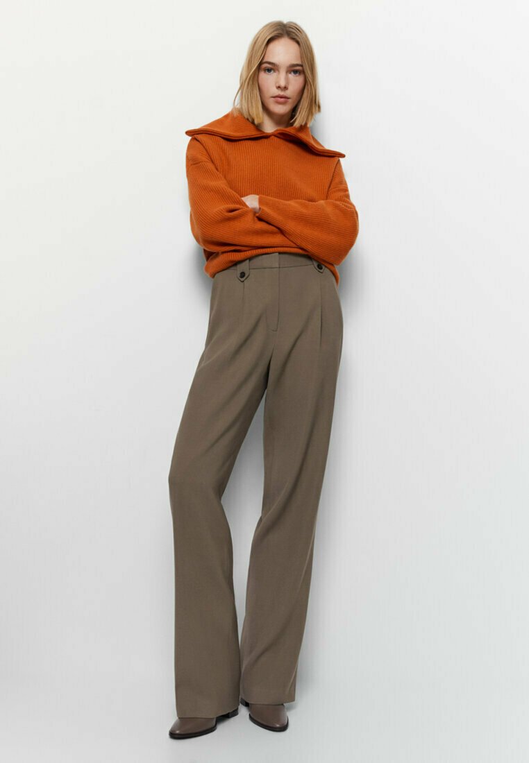 Massimo Dutti MIT BUNDFALTEN - Pantaloni - brown/grigio chiaro - Zalando.it