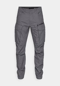 Šedé cargo kalhoty vyrobené z odolné tkaniny, s několika kapsami, jednou kapsou na zip a zúženým střihem. Jednoduchý design s minimálními detaily.