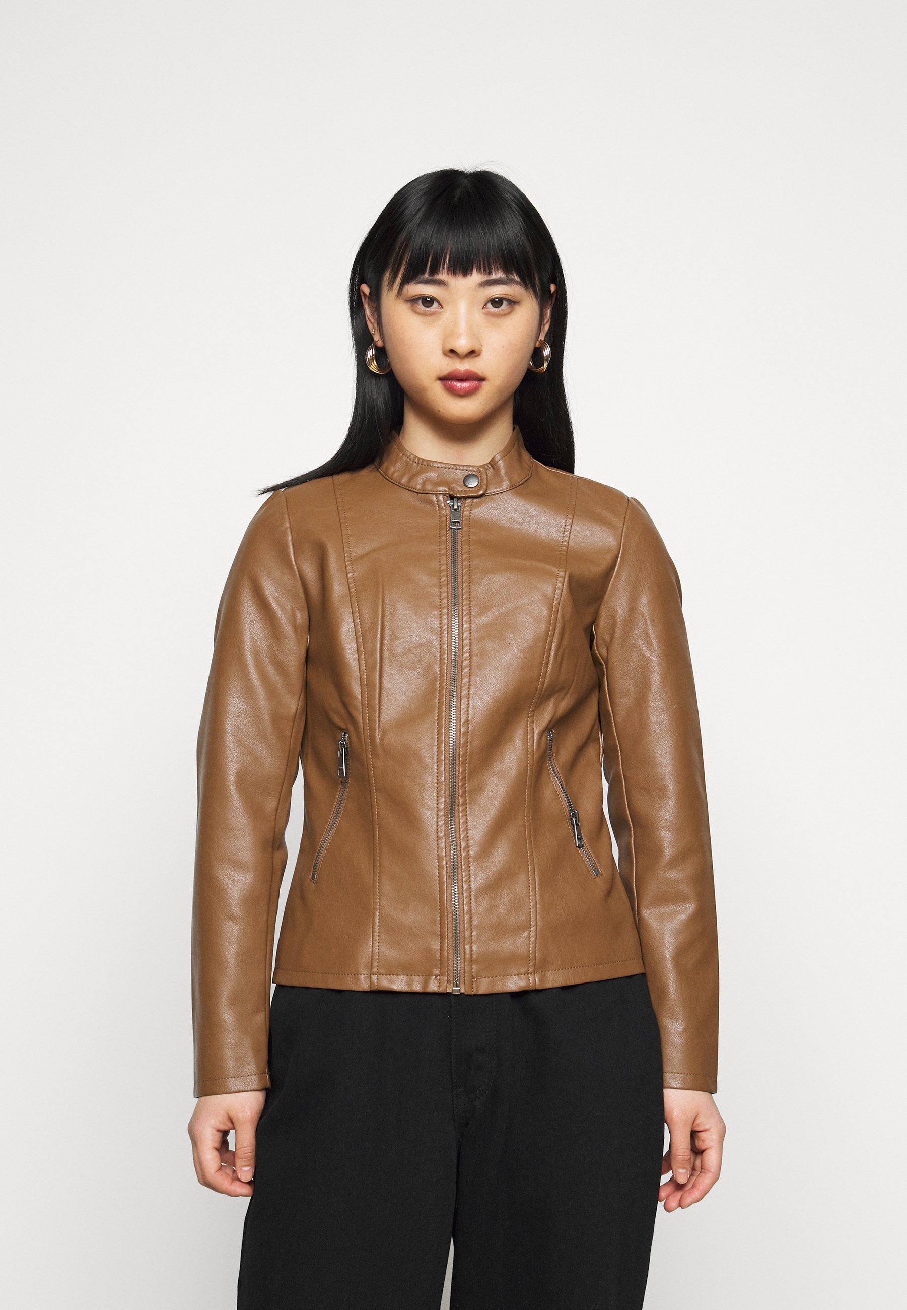 petite tan leather jacket