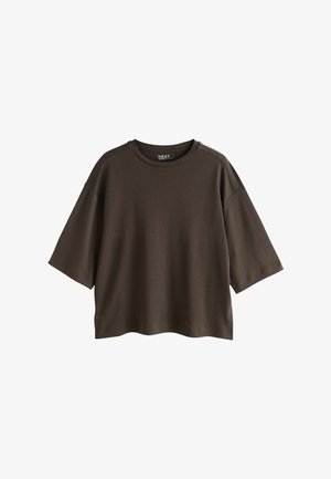 Next, REGULAR FIT - BOXY SHORT SLEEVE CREW NECK T-SHIRT - T-Shirt print - chocolate brown