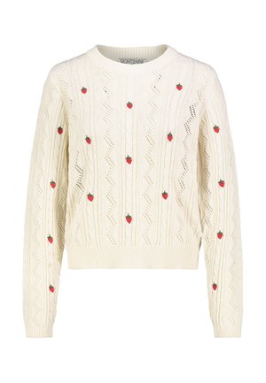 MIT KLEINER STICKEREI - Strickpullover - white