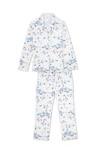 Dagi Long Sleeve Ribbed Viscose Knitted T-Shirt & Trousers Pyjama Set, Set Pigiama da Donna, Blue