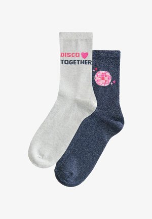 Next, DISCO TOGETHER SLOGAN SPARKLE ANKLE SOCKS 2 PACK . - Socks - navy blue silver