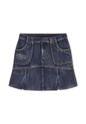 Ed Hardy, WOMENS FLAMING DRAGON VINTAGE WASH REGULAR MINI SKIRT - Gonna di jeans - indigo