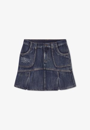 Ed Hardy, WOMENS FLAMING DRAGON VINTAGE WASH REGULAR MINI SKIRT - Gonna di jeans - indigo