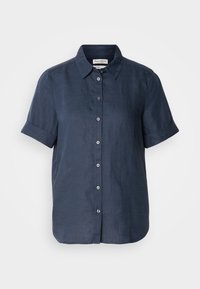 BLOUSE REGULAR FIT SHORT SLEEVE SOLID - Button-down blouse - muted blue
