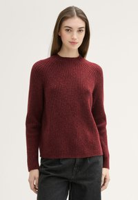 TOM TAILOR DENIM MIT STEHKRAGEN - Džemper - tawny port red melange