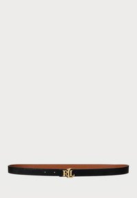 Lauren Ralph Lauren Logo Reversible Crosshatch Skinny Belt - Curea - brown/black