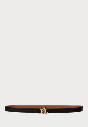 Lauren Ralph Lauren Logo Reversible Crosshatch Skinny Belt - Belt - brown/black