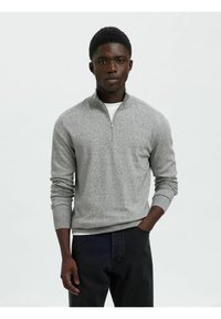 Selected Homme SLHBERG HALF ZIP  - Pulover - light grey melange
