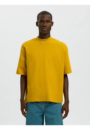 SLHRELAXSOL MOCK NECK TEE - T-shirt basique - gold flake