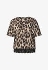 T-SHIRT WITH ROUND NECK AND LACE - T-shirt imprimé - timeless beige