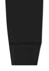 Leggings neri aderenti con una superficie liscia. Presentano un polsino rinforzato con orlo cucito per maggiore durata e comfort.