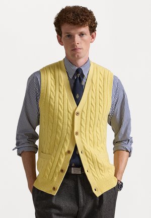 CABLE KNIT WOOL CASHMERE SWEATER VEST - Vestă - fall yellow