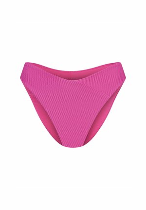 Pink bikini bottom with a textured ribbed design. Features a medium-rise cut and a smooth waistband.