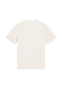 Helles beige T-Shirt mit kurzen Ärmeln aus weichem Stoff. Klassisches Rundhalsdesign mit plain Rücken, ohne zusätzliche Muster oder Verzierungen.