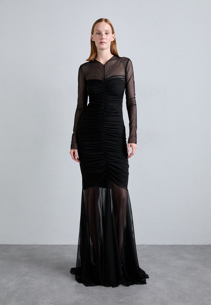 Norma Kamali VNECK SHIRRED FRONT FISHTAIL GOWN DRESS - Alkalmi viselet - black
