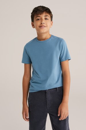 WE Fashion MET RONDE HALS - Paprasti marškinėliai - blue