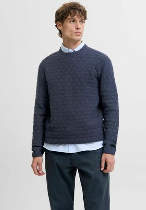 Jack & Jones PREMIUM JPRBLASIMON STRUCTURE CREW NECK - Pullover - night sky