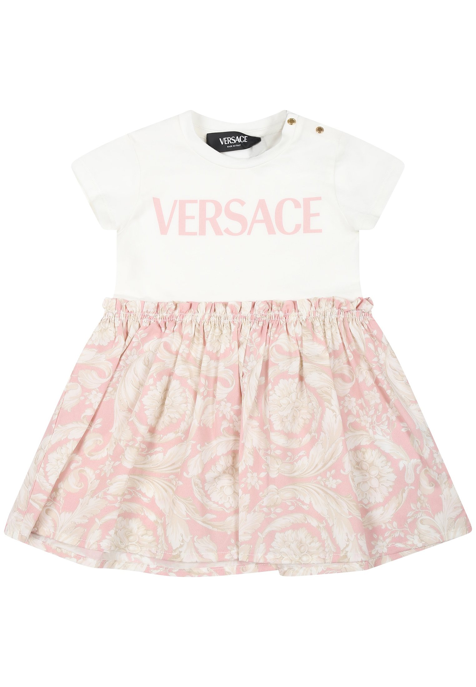 Dress Abito Versace Bimba Vestido De Algodón Popelina Y Jersey