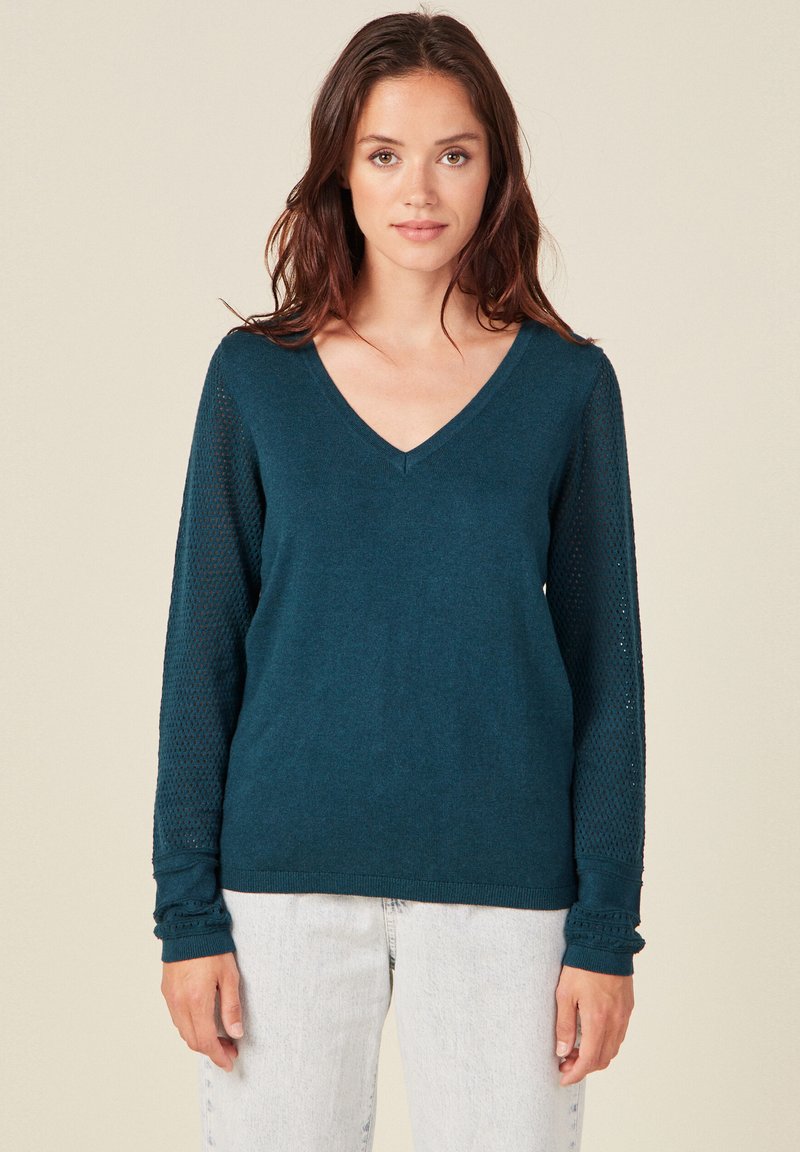 BONOBO Jeans MIT LANGEN ÄRMELN - Strickpullover - bleu canard