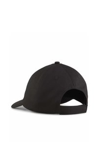 Sort baseball cap lavet af bomuld. Har en buet skygge, justerbar rem bagpå og ventilationshuller på siderne.