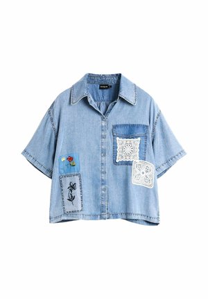 Desigual, SHORT-SLEEVED PATCHWORK SHIRT - Nööpidega pluus - blue