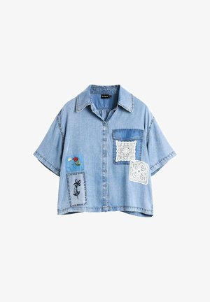 Desigual, SHORT-SLEEVED PATCHWORK SHIRT - Nööpidega pluus - blue