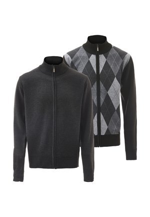 Mo, 2-PACK - Strickjacke - dunkelgrau melange schwarz grau