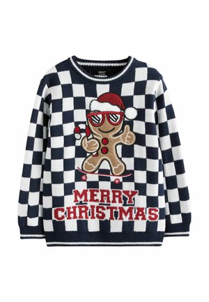 CHRISTMAS  - Svetrík - navy white gingerbread