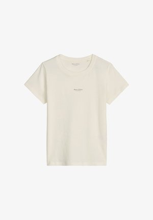 Cream-colored short-sleeve crew neck t-shirt with small "Marc O'Polo" logo centered on the chest.