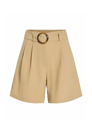 VILA, HIGH WAISTED SHORTS VIROSTIA - Šortky - travertine
