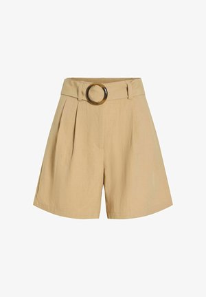 VILA, HIGH WAISTED SHORTS VIROSTIA - Šortky - travertine