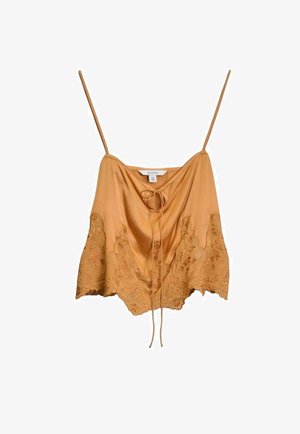 BHOEM, REGULAR FIT - EMBROIDERED SATIN STRAPPY TOP - Top - orange