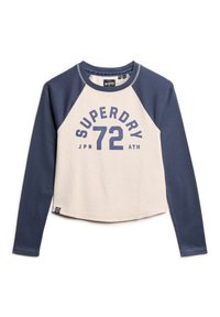 Superdry & Co ATHLETIC - Longsleeve - light oat marl mariner navy