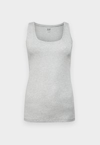Graues Baumwolltanktop mit Rundhalsausschnitt, figurbetontem Design und glatter Textur. Hat keine sichtbaren Muster oder Akzente.