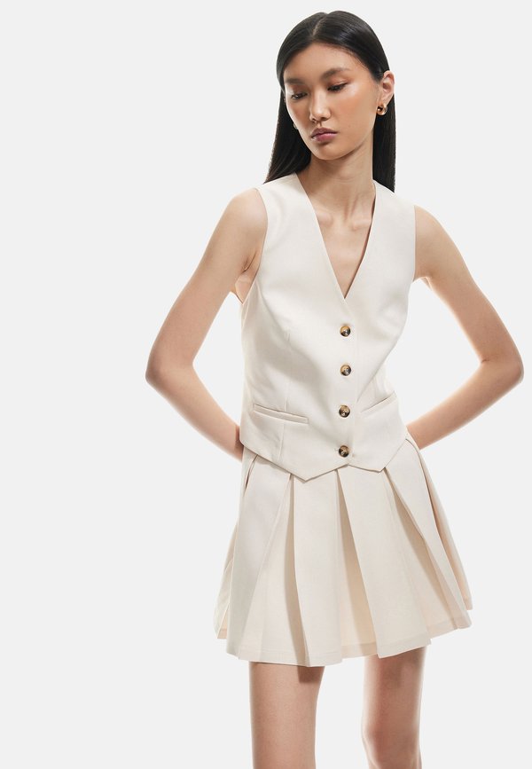 SET - Faltenrock - beige