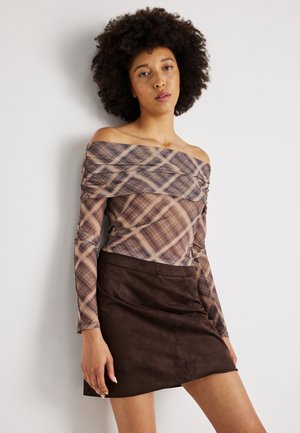 MINI SKIRT - Trapecinis sijonas - dark brown