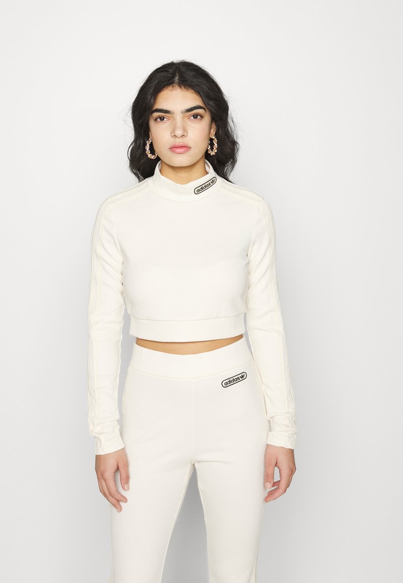 adidas Originals CROPPED - Top s dlouhým rukávem - white
