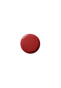 Gros blob circulaire brillant de peinture rouge profond, texture lisse avec une finition brillante, placé sur un fond blanc.
